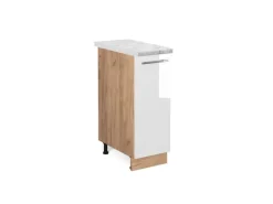 Vicco Apothekerschrank Fame-Line Weiß Hochglanz/Goldkraft Eiche 30 cm AP Marmor