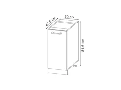 Vicco Apothekerschrank R-Line Anthrazit Hochglanz/Goldkraft Eiche 30 cm ohne Arbeitsplatte