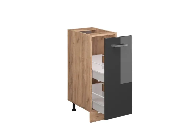 Vicco Apothekerschrank R-Line Anthrazit Hochglanz/Goldkraft Eiche 30 cm ohne Arbeitsplatte