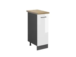 Vicco Apothekerschrank R-Line Weiß Hochglanz/Anthrazit 30 cm AP Eiche