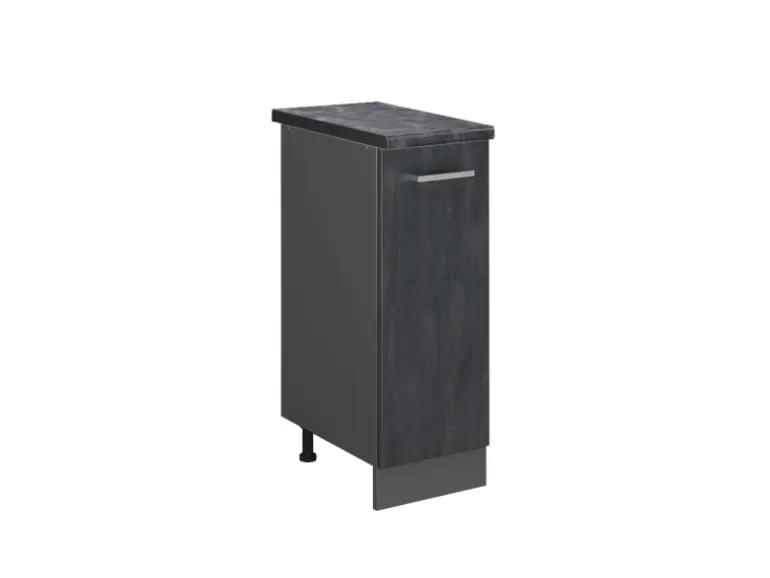 Vicco Apothekerschrank R-Line Medizinschrank für die Küche Schwarz Beton 30 cm AP Anthrazit mit Anthrazit Korpus