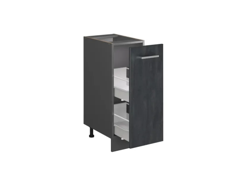 Vicco Apothekerschrank R-Line Medizinschrank für die Küche Schwarz Beton 30 cm AP Anthrazit mit Anthrazit Korpus