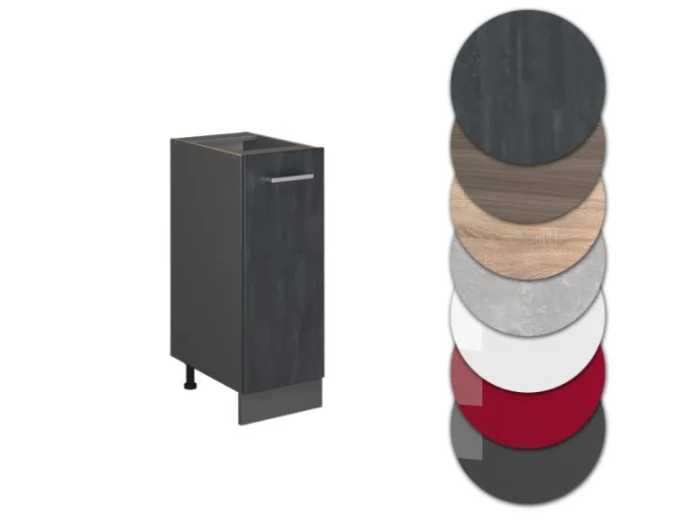 Vicco Apothekerschrank R-Line Medizinschrank für die Küche Schwarz Beton 30 cm AP Anthrazit mit Anthrazit Korpus