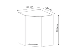 Vicco Eckhängeschrank Fame-Line Küchen-Eckschrank Goldkraft Eiche/Anthrazit 57 cm