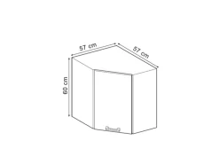Vicco Eckhängeschrank R-Line Küchen-Eckschrank Schwarz Hochglanz/Weiß 57 cm