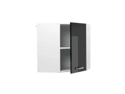 Vicco Eckhängeschrank R-Line Küchen-Eckschrank Schwarz Hochglanz/Weiß 57 cm