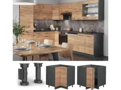Vicco Eckunterschrank Fame-Line Goldkraft Eiche/Anthrazit 81 cm AP Eiche