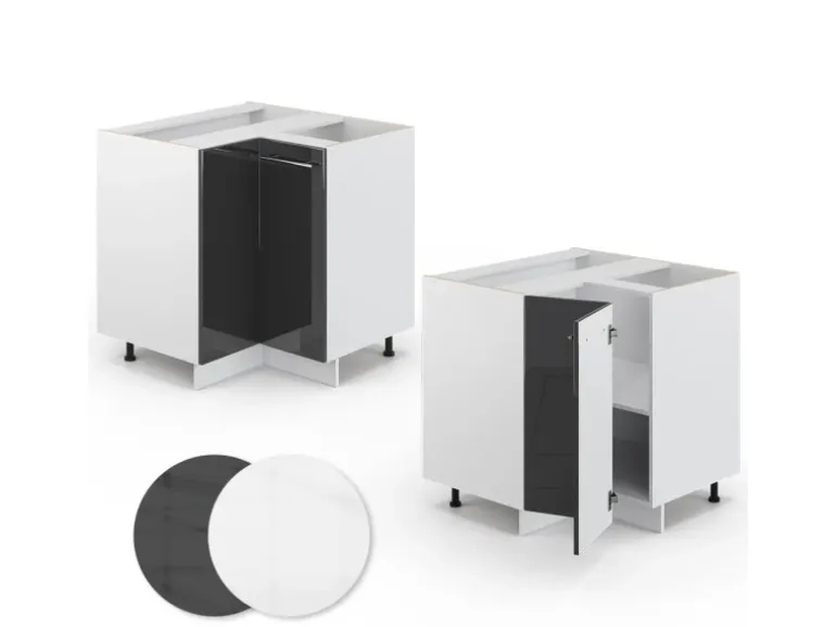 Vicco Eckunterschrank Fame-Line Anthrazit Hochglanz/Weiß 81 cm AP Anthrazit