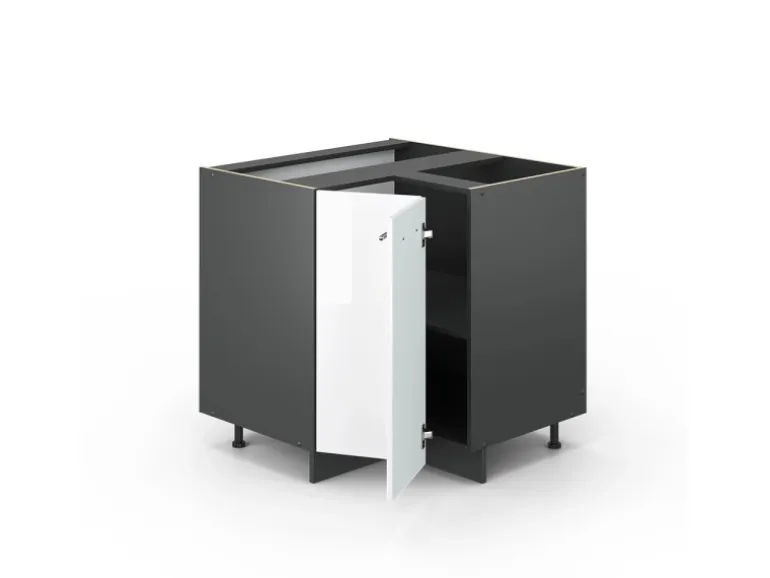 Vicco Eckunterschrank Fame-Line Weiß Hochglanz/Anthrazit 81 cm ohne Arbeitsplatte