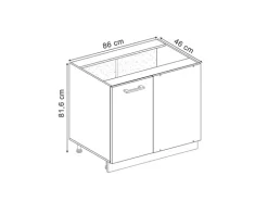 Vicco Eckunterschrank R-Line Küchen Eckschrank Schwarz Hochglanz/Weiß 86 cm AP Eiche