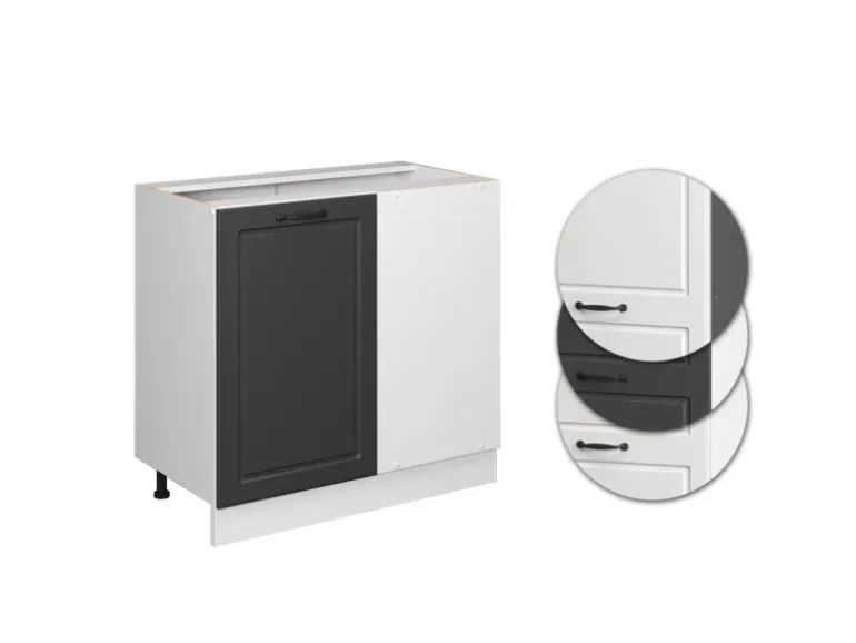 Vicco Eckunterschrank R-Line Anthrazit Landhaus/Weiß 86 cm ohne Arbeitsplatte