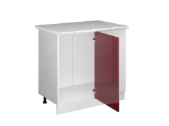 Vicco Eckunterschrank R-Line Bordeaux Hochglanz/Weiß 86 cm AP Marmor