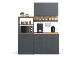 Vicco Egbert Küchenzeile Anthrazit 160 cm mit Ausziehbarem TischEgbert ohne E-Geräte