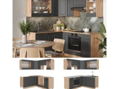 Vicco Fame-Line Eckküche Anthrazit Landhaus/Goldkraft Eiche 160 x 190 cm AP Anthrazit ohne E-Geräte