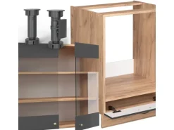 Vicco Fame-Line Eckküche Anthrazit Landhaus/Goldkraft Eiche 227 x 60 cm ohne Arbeitsplatte ohne E-Geräte