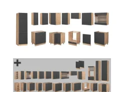Vicco Fame-Line Eckküche Anthrazit Landhaus/Goldkraft Eiche 227 x 60 cm ohne Arbeitsplatte ohne E-Geräte