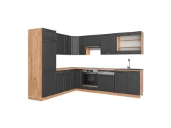 Vicco Fame-Line Eckküche Anthrazit Landhaus/Goldkraft Eiche 227 x 287 cm AP Eiche ohne E-Geräte