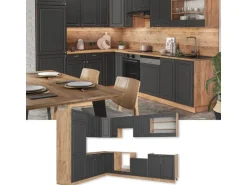 Vicco Fame-Line Eckküche Anthrazit Landhaus/Goldkraft Eiche 227 x 287 cm AP Eiche ohne E-Geräte