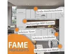 Vicco Fame-Line Eckküche Anthrazit Landhaus/Goldkraft Eiche 160 x 190 cm AP Eiche ohne E-Geräte