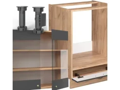 Vicco Fame-Line Eckküche Anthrazit Landhaus/Goldkraft Eiche 227 x 287 cm AP Marmor ohne E-Geräte