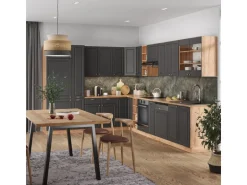 Vicco Fame-Line Eckküche Anthrazit Landhaus/Goldkraft Eiche 347 x 257 cm ohne Arbeitsplatte ohne E-Geräte