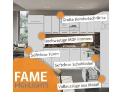 Vicco Fame-Line Eckküche Anthrazit Landhaus/Goldkraft Eiche 160 x 60 cm ohne Arbeitsplatte ohne E-Geräte
