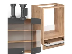 Vicco Fame-Line Eckküche Anthrazit Landhaus/Goldkraft Eiche 160 x 60 cm ohne Arbeitsplatte ohne E-Geräte