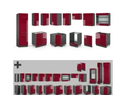Vicco Fame-Line Eckküche Bordeaux Hochglanz/Anthrazit 227 x 60 cm ohne Arbeitsplatte ohne E-Geräte