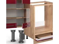 Vicco Fame-Line Eckküche Bordeaux Hochglanz/Goldkraft Eiche 347 x 257 cm AP Anthrazit ohne E-Geräte
