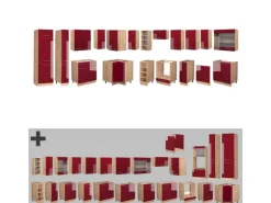 Vicco Fame-Line Eckküche Bordeaux Hochglanz/Goldkraft Eiche 347 x 257 cm ohne Arbeitsplatte ohne E-Geräte