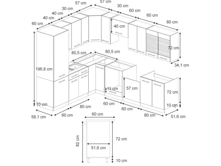 Vicco Fame-Line Eckküche Dunkelblau Hochglanz/Anthrazit 227 x 60 cm ohne Arbeitsplatte ohne E-Geräte