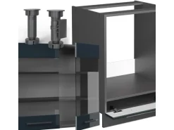 Vicco Fame-Line Eckküche Dunkelblau Hochglanz/Anthrazit 227 x 60 cm ohne Arbeitsplatte ohne E-Geräte