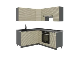 Vicco Fame-Line Eckküche Eiche Paneel/Anthrazit 160 x 190 cm AP Anthrazit ohne E-Geräte