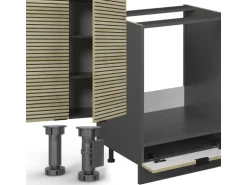 Vicco Fame-Line Eckküche Eiche Paneel/Anthrazit 347 x 257 cm AP Marmor ohne E-Geräte