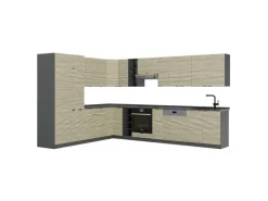 Vicco Fame-Line Eckküche Eiche Paneel/Anthrazit 347 x 257 cm ohne Arbeitsplatte ohne E-Geräte