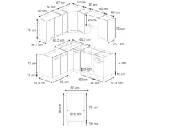Vicco Fame-Line Eckküche Eiche Paneel/Goldkraft Eiche 160 x 190 cm AP Marmor ohne E-Geräte
