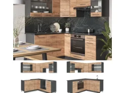 Vicco Fame-Line Eckküche Goldkraft Eiche/Anthrazit 160 x 60 cm ohne Arbeitsplatte ohne E-Geräte