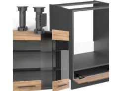 Vicco Fame-Line Eckküche Goldkraft Eiche/Anthrazit 160 x 190 cm AP Anthrazit ohne E-Geräte