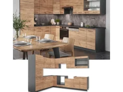 Vicco Fame-Line Eckküche Goldkraft Eiche/Anthrazit 227 x 287 cm AP Eiche ohne E-Geräte