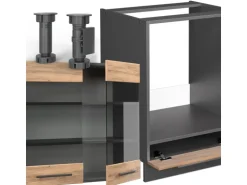 Vicco Fame-Line Eckküche Goldkraft Eiche/Anthrazit 227 x 60 cm ohne Arbeitsplatte ohne E-Geräte