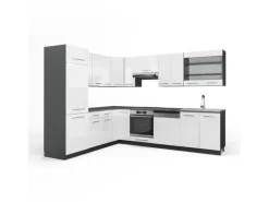 Vicco Fame-Line Eckküche Weiß Hochglanz/Anthrazit 227 x 60 cm ohne Arbeitsplatte ohne E-Geräte