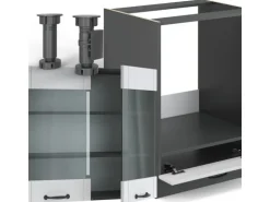 Vicco Fame-Line Eckküche Weiß Landhaus/Anthrazit 160 x 190 cm AP Marmor ohne E-Geräte