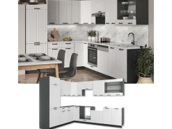 Vicco Fame-Line Eckküche Weiß Landhaus/Anthrazit 227 x 60 cm ohne Arbeitsplatte ohne E-Geräte
