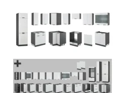 Vicco Fame-Line Eckküche Weiß Landhaus/Anthrazit 227 x 60 cm ohne Arbeitsplatte ohne E-Geräte