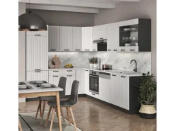 Vicco Fame-Line Eckküche Weiß Landhaus/Anthrazit 227 x 287 cm AP Marmor ohne E-Geräte