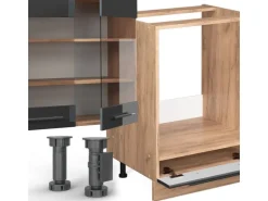 Vicco Fame-Line Küchenschränke Anthrazit Hochglanz/Goldkraft Eiche 355 cm ohne Arbeitsplatte ohne E-Geräte
