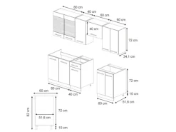 Vicco Fame-Line Küchenschränke Anthrazit Landhaus/Goldkraft Eiche 240 cm AP Eiche ohne E-Geräte