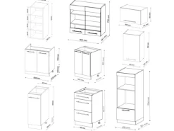 Vicco Fame-Line Küchenschränke Bordeaux Hochglanz/Anthrazit 280 cm AP Anthrazit ohne E-Geräte