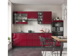 Vicco Fame-Line Küchenschränke Bordeaux Hochglanz/Anthrazit 280 cm AP Anthrazit ohne E-Geräte