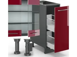 Vicco Fame-Line Küchenschränke Bordeaux Hochglanz/Anthrazit 280 cm AP Anthrazit ohne E-Geräte